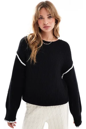4th & Reckless Contrast stitch dropped shoulder jumper in