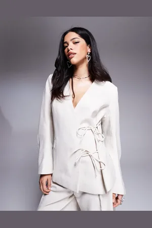 ASOS Double tie side blazer co-ord in stone