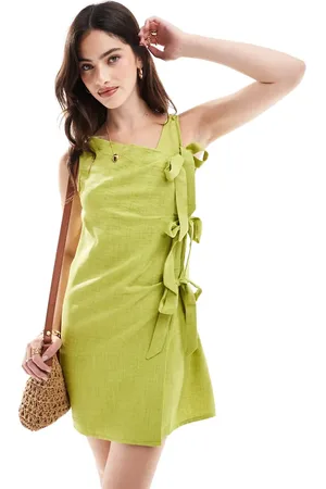 ASOS Sleeveless mini wrap dress with bow tie side in sage