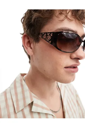 ASOS 90 wrap round sunglasses in with circle detailing