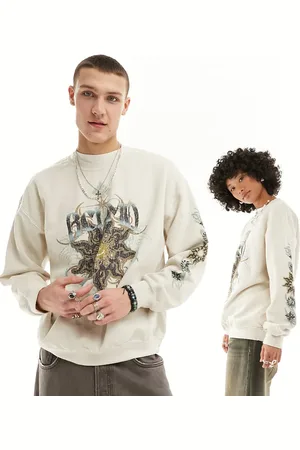 Reclaimed Unisex celestial sweat in washed stone