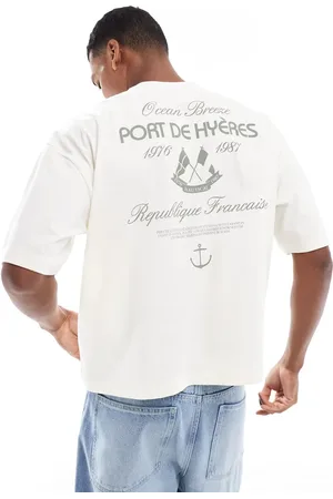 ASOS Oversized boxy t-shirt with sailing graphic in ecru