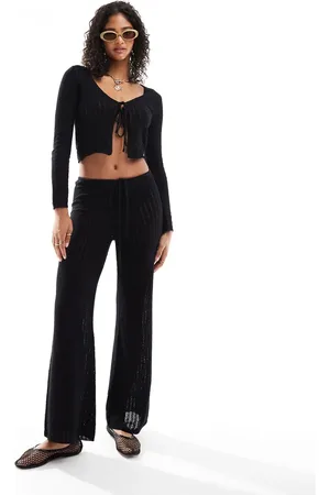 MANGO Knitted flare co-ord trousers in
