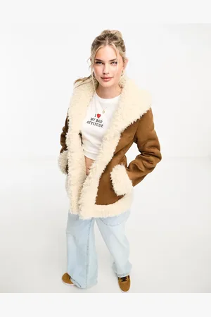 Brave Soul Faux suede jacket with faux fur detail in