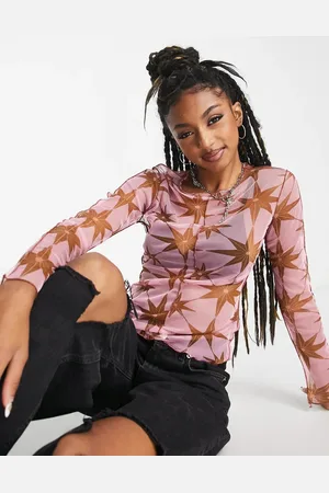 Heartbreak Mesh top with lettuce hem in star print