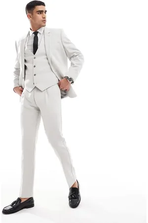 ASOS Slim suit trousers with wool in ice grey herringbone