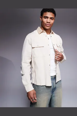 ASOS Boxy textured overshirt in ecru