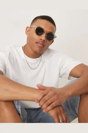 ASOS Round sunglasses with crystal frame and green smoke lens