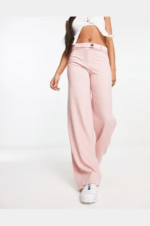 Bershka Wide leg tailored trousers co-ord in dusky