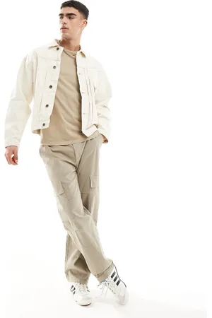 JACK & JONES Boxy fit denim jacket with front pocket in ecru