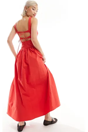 Glamorous Drop waist square neck full skirt maxi dress in