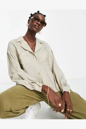 Topshop Relaxed utility shirt in sand