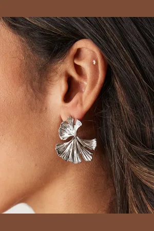 ASOS Drop earrings with textured leaf design in tone