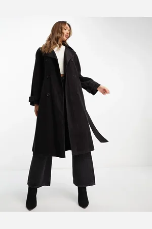 ASOS Cord trench coat in washed black