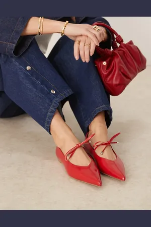 ASOS Lithe point-toe ballet with vamp tie in red