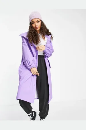 ASOS ASOS DESIGN Petite rubberised rain parka coat in purple