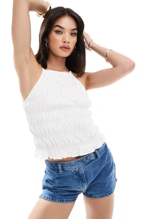 ASOS Shirred halter top in