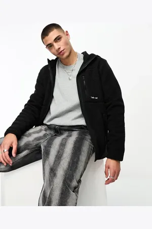 Timberland Mix media sherpa fleece hooded jacket in