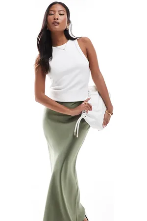 New Look Satin bias midi skirt in