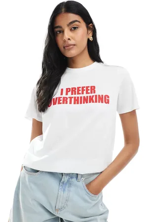 New Look I prefer overthinking logo oversized t-shirt in