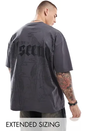 ASOS Oversized t-shirt in charcoal with back print