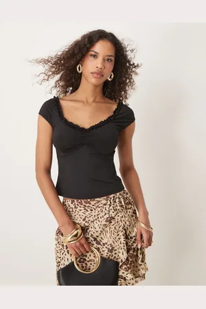 ASOS Ruffle edge cap sleeve top in