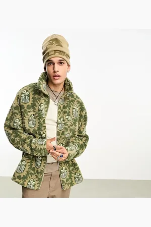 Reclaimed Borg zip up printed shirt
