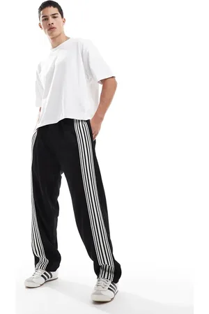 Pull&Bear Wide leg stripe joggers in