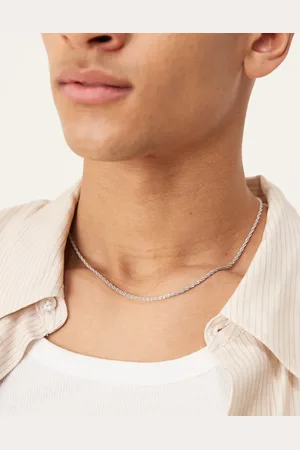 ASOS Waterproof stainless steel textured rope chain necklace in tone