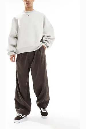 ASOS Oversized baggy cord trouser with pleats in