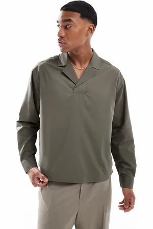 ASOS Oversized overhead boxy shirt in khaki