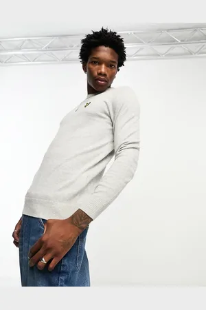 Lyle & Scott Icon logo cotton merino knit jumper in light marl