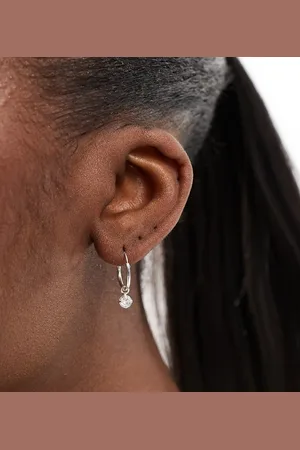 Kingsley Ryan Hoop earrings with crystal charm in sterling