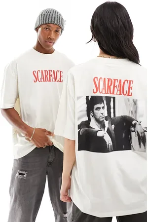 ASOS Unisex oversized license tee with Scarface graphics in ecru