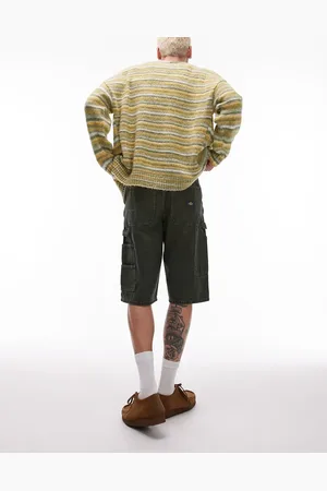 Dickies Loose fit denim painter shorts in yellow indigo