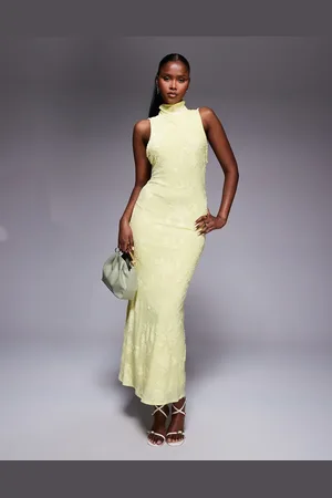 ASOS Halter neck with open back with drape detail devore maxi dress in