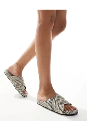 4th & Reckless Woven crossover strap flat sandals in mono