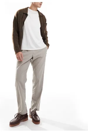 JACK & JONES Drawstring smart tapered loose trousers in beige