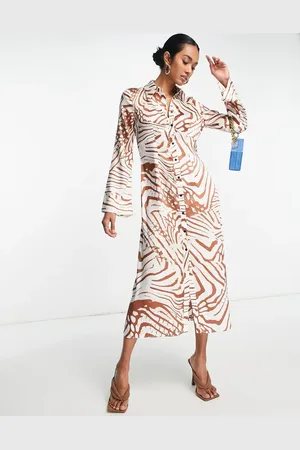 River Island Animal print satin midi dress in