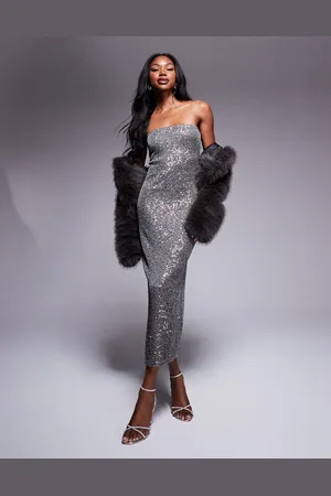 ASOS Sequin bandeau midi dress in