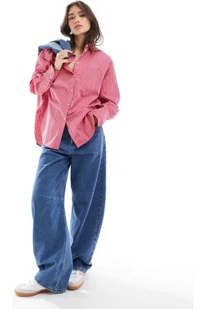 JJXX Jamie oversized poplin shirt in stripe