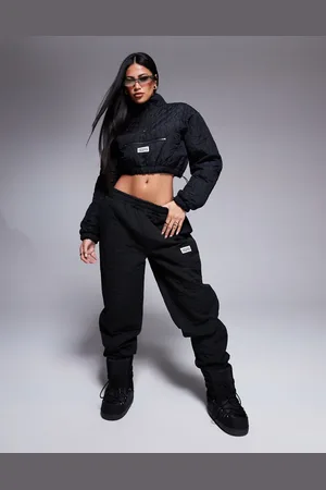 ASOS Weekend Collective co-ord quilted nylon cuffed jogger in black