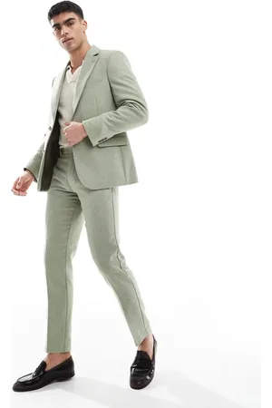 ASOS Wool blend slim suit trousers in weave