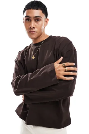 ASOS Heavyweight oversized boxy long sleeve t-shirt 240gsm in dark