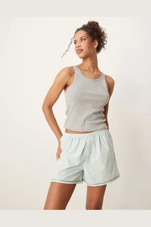 Urban Threads Mix & Match woven boxer shorts in green and blue stripe