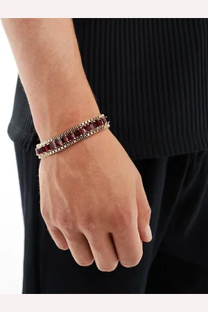 ASOS Watch strap bracelet with red stones in tone