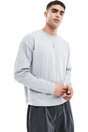 ASOS Heavyweight oversized boxy long sleeve t-shirt 240gsm in light