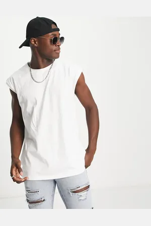Brave Soul Raw edge sleeveless t-shirt vest in