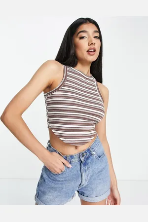 New Look Scoop hem striped racer cropped vest in