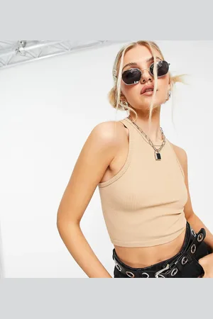 Stradivarius Seamless ribbed racer vest in beige